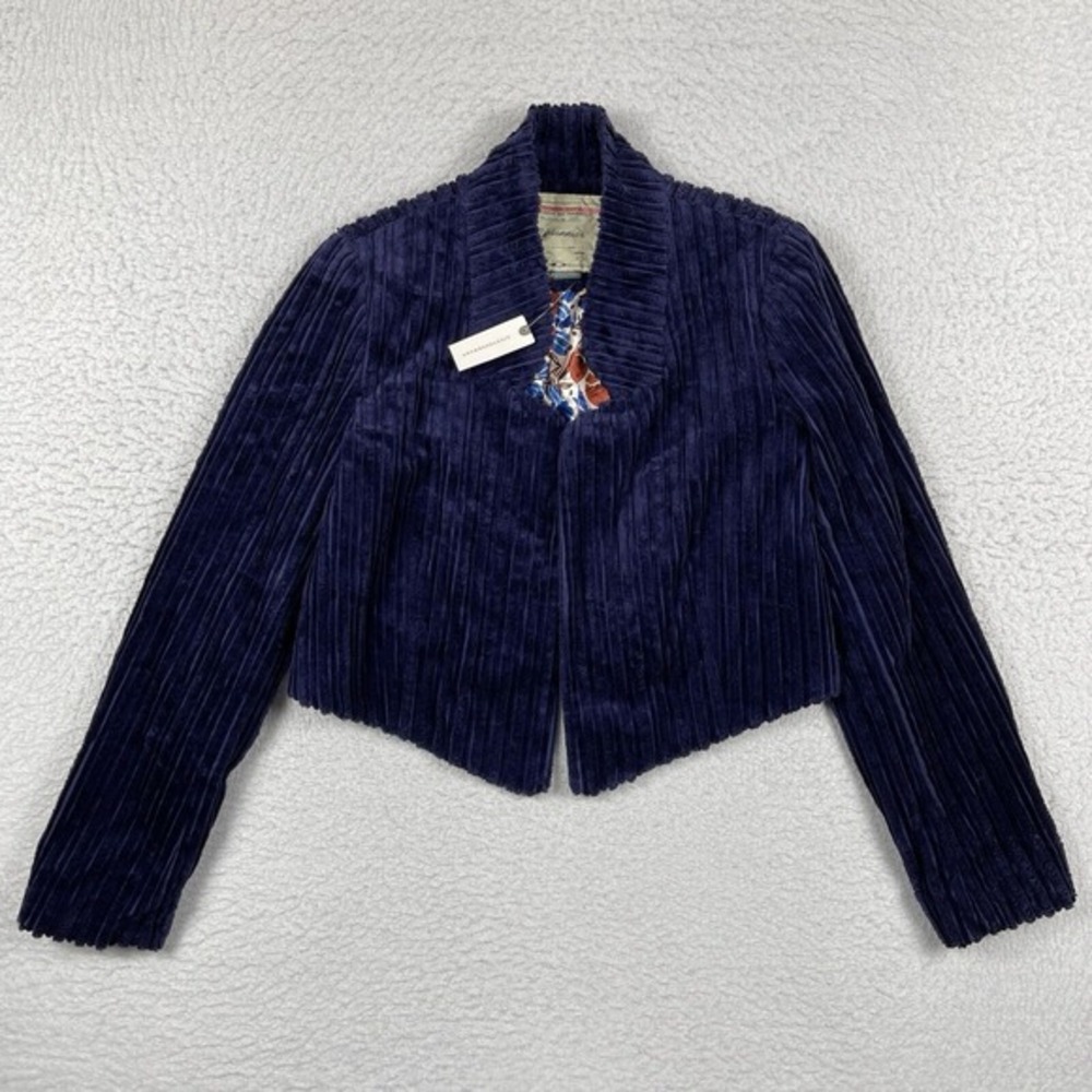 Anthropologie Cartonnier Jacket Womens 2 Purple Cropped Blazer Corduroy Academia